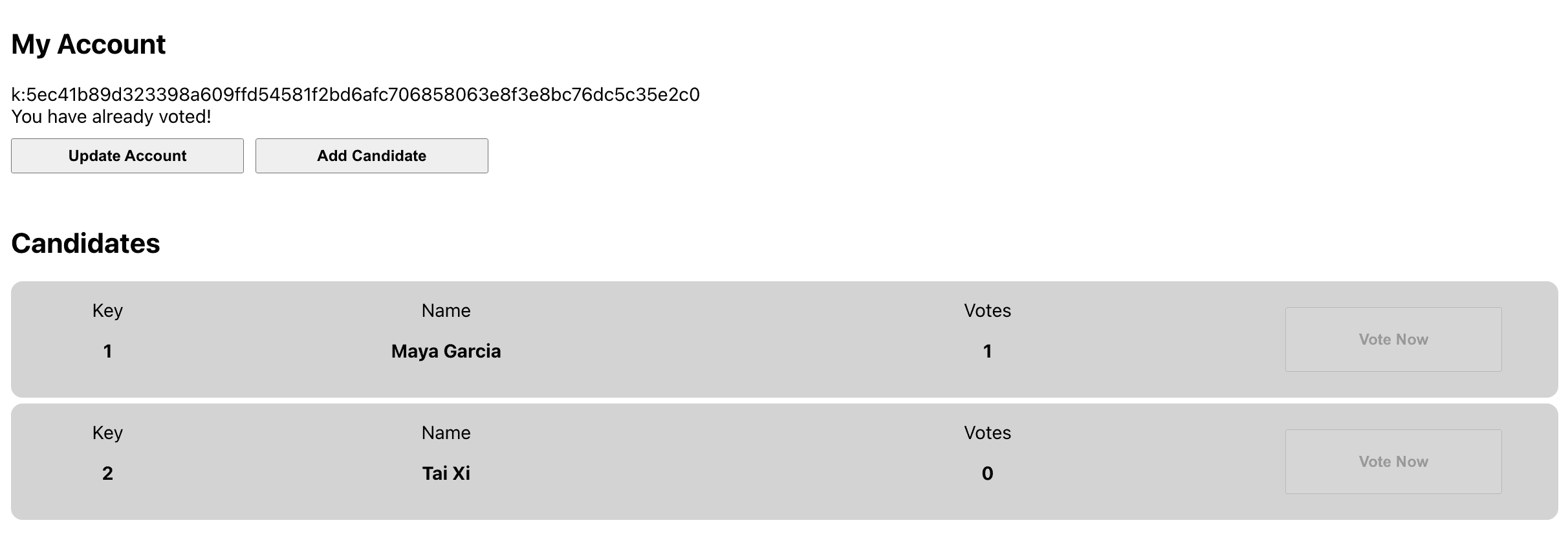 View the result after voting